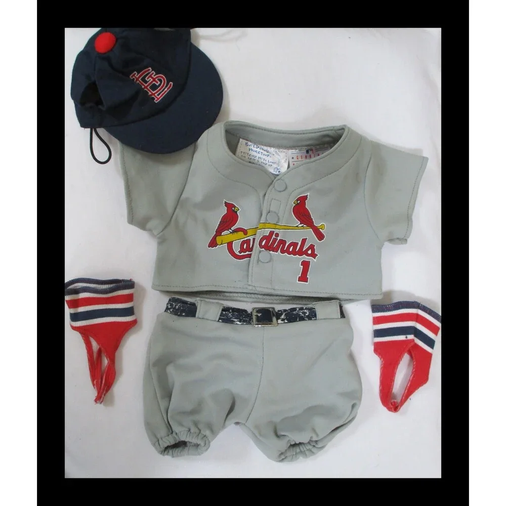 Build A Bear Workshop Vintage Cardinals Baseball Uniform Set 5 Pc